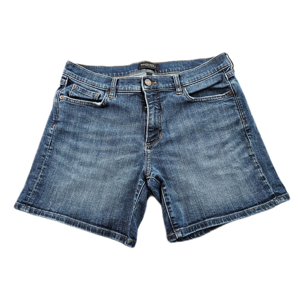 Banana Republic Shorts Women 4 Blue Denim Medium Wash Stretch Flat Front Outdoor